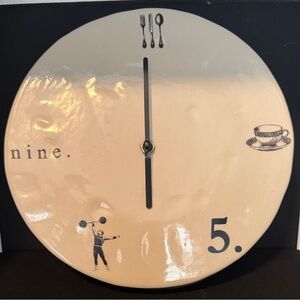 Rae Dunn Cream and Black Wall Clock Vintage Boutique VHTF Rare